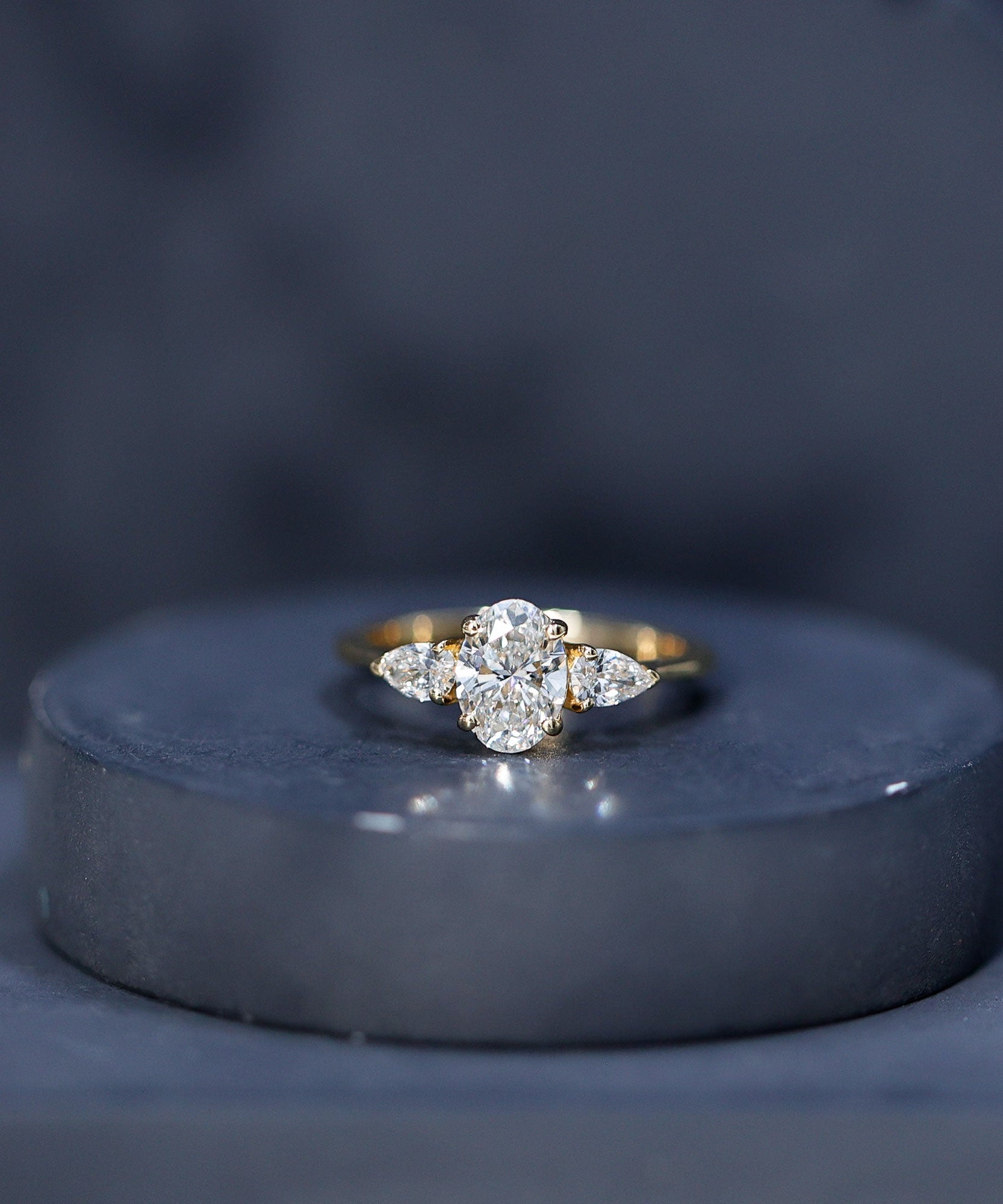 1 Carat Lab Grown Diamond Three Stone Engagement Ring with IGI Certificate