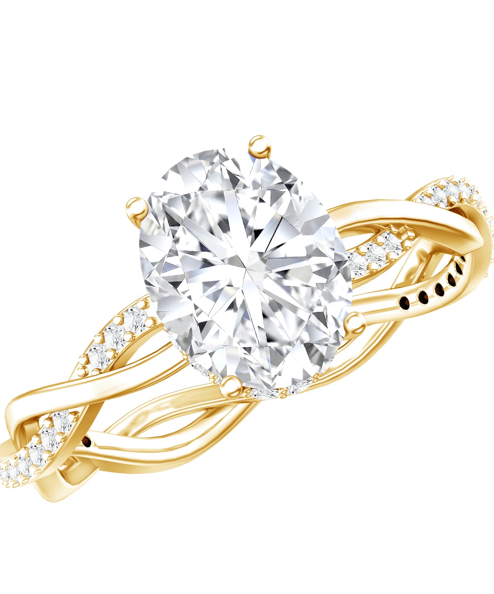 IGI Certified 2 Carat Lab Grown Diamond Oval Hidden Halo Engagement Ring with Braided Band