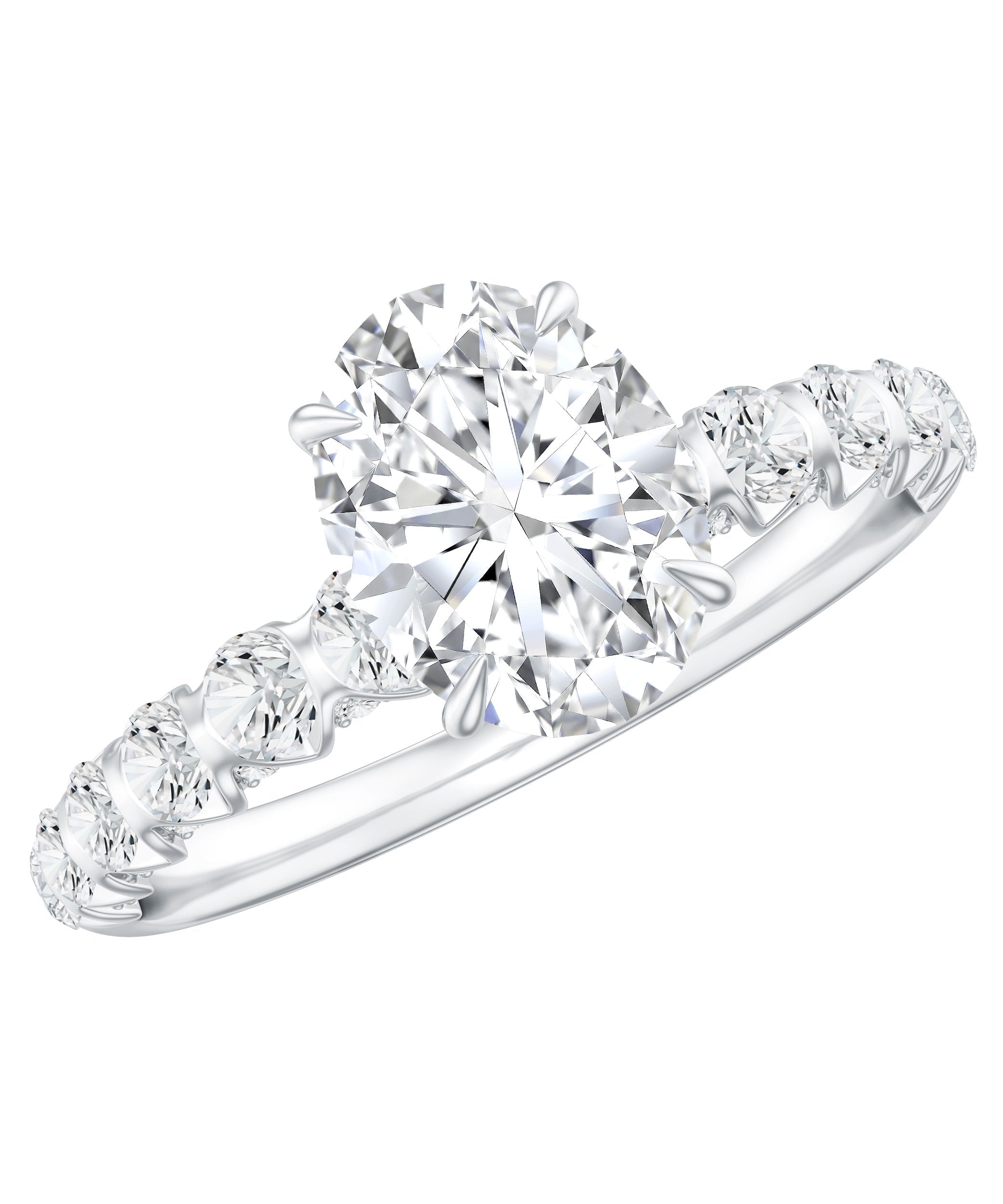 1 Carat Oval Cut Lab Grown Diamond Side Stone Engagement Ring IGI Certified