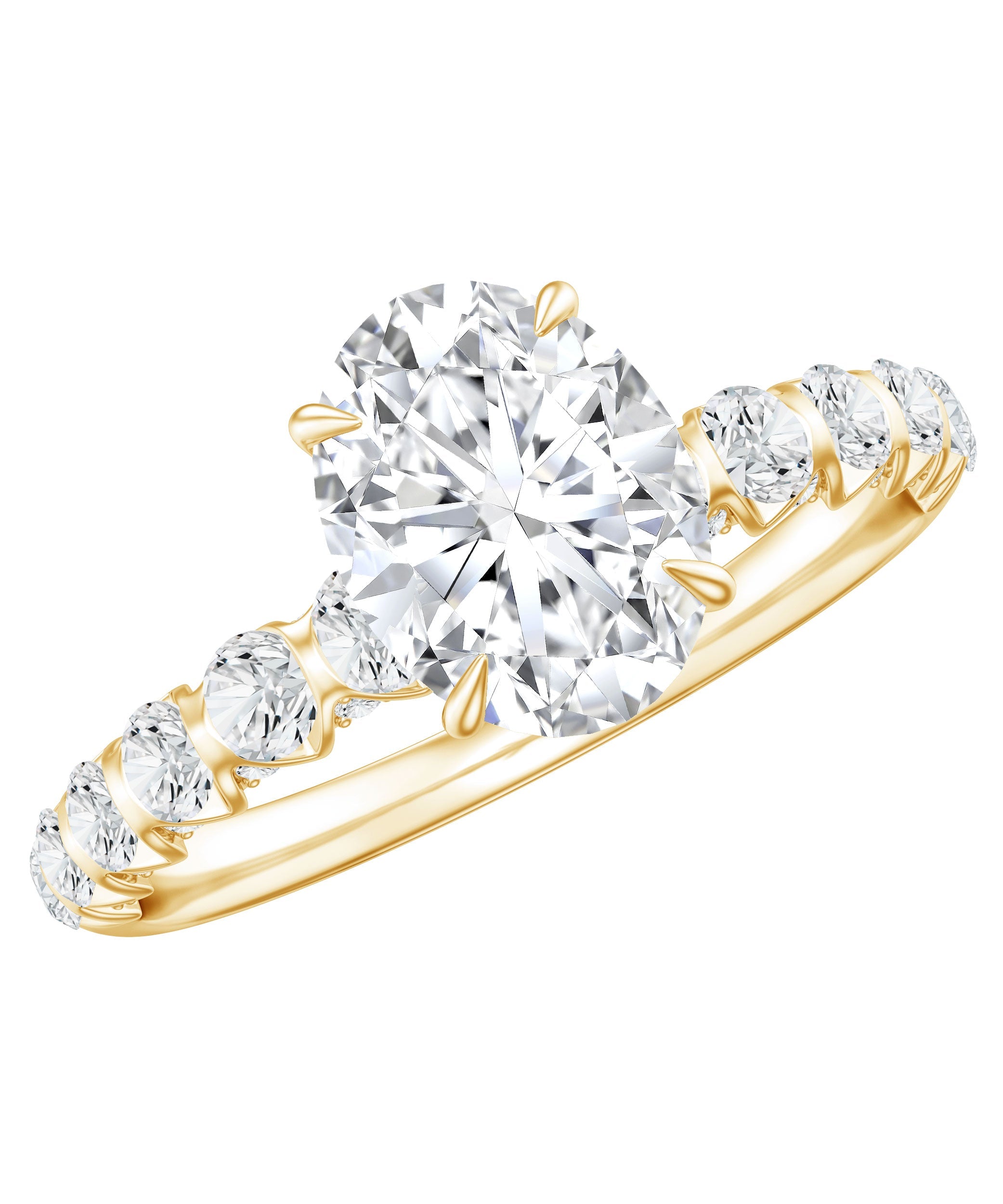 1 Carat Oval Cut Lab Grown Diamond Side Stone Engagement Ring IGI Certified