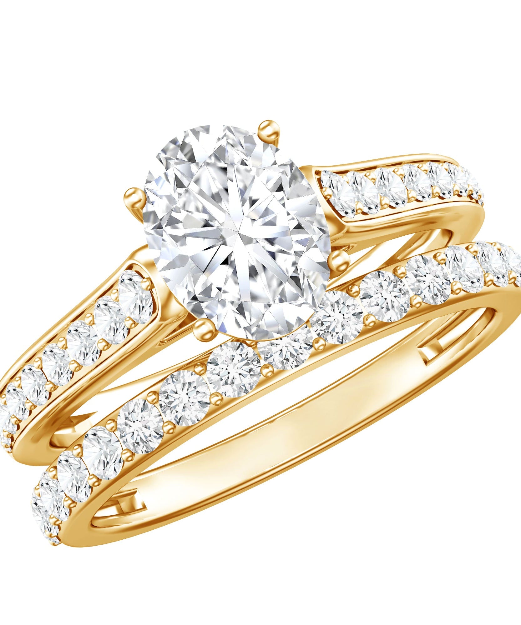 Oval Shaped 1 Carat Lab Grown Diamond Bridal Ring Set with IGI Certificate