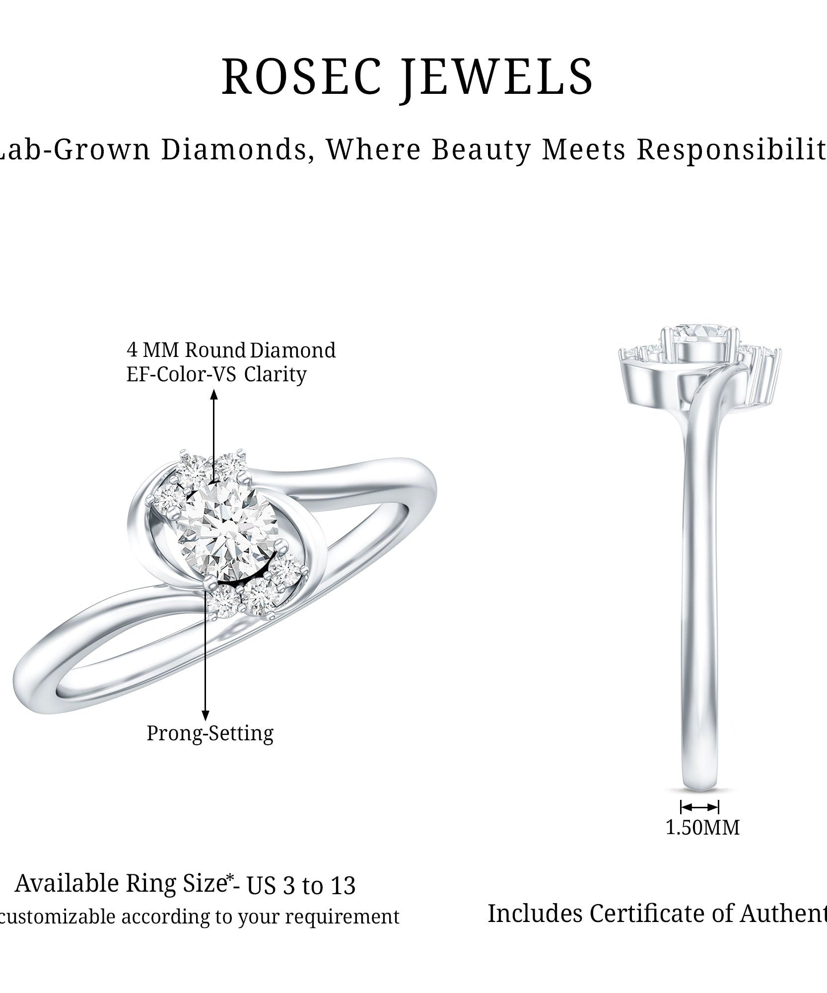 Brilliant Cut Certified Lab Grown Diamond Promise Ring For Her