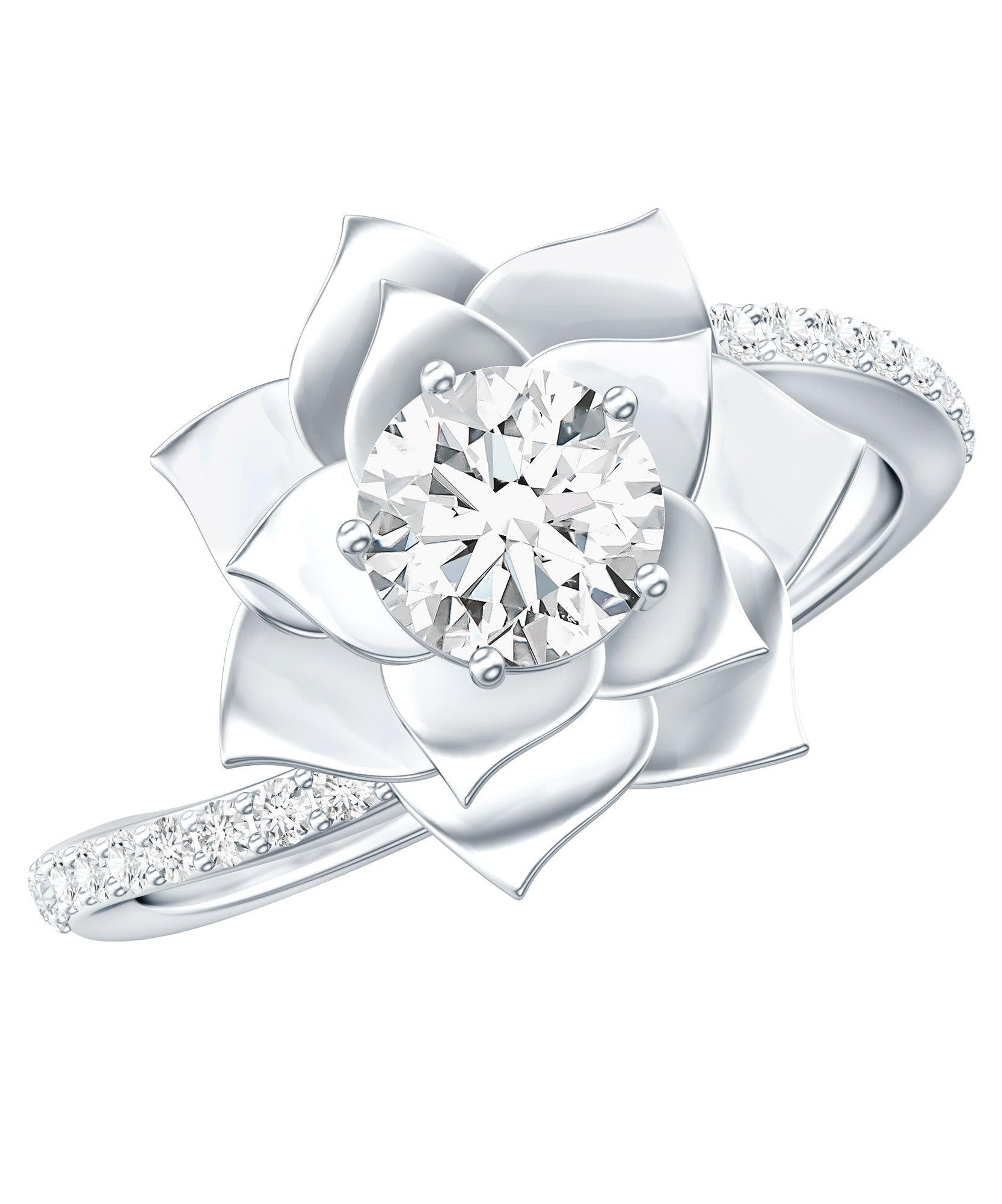 Lab Grown Diamond Nature Inspired Floral Bypass Ring