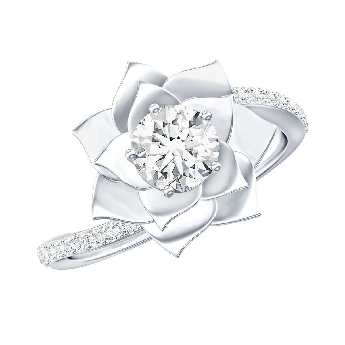 Lab Grown Diamond Nature Inspired Floral Bypass Ring