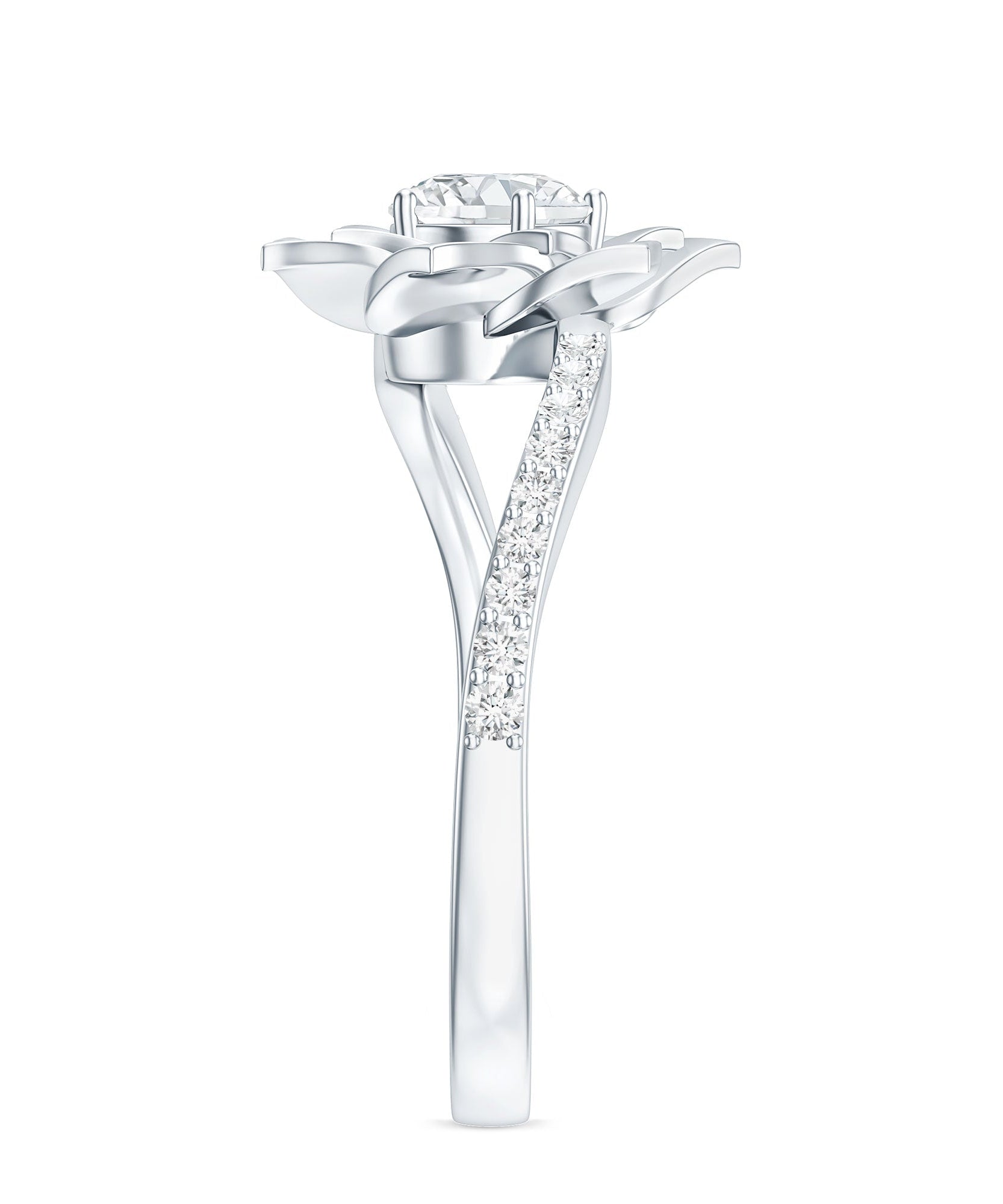 Lab Grown Diamond Nature Inspired Floral Bypass Ring