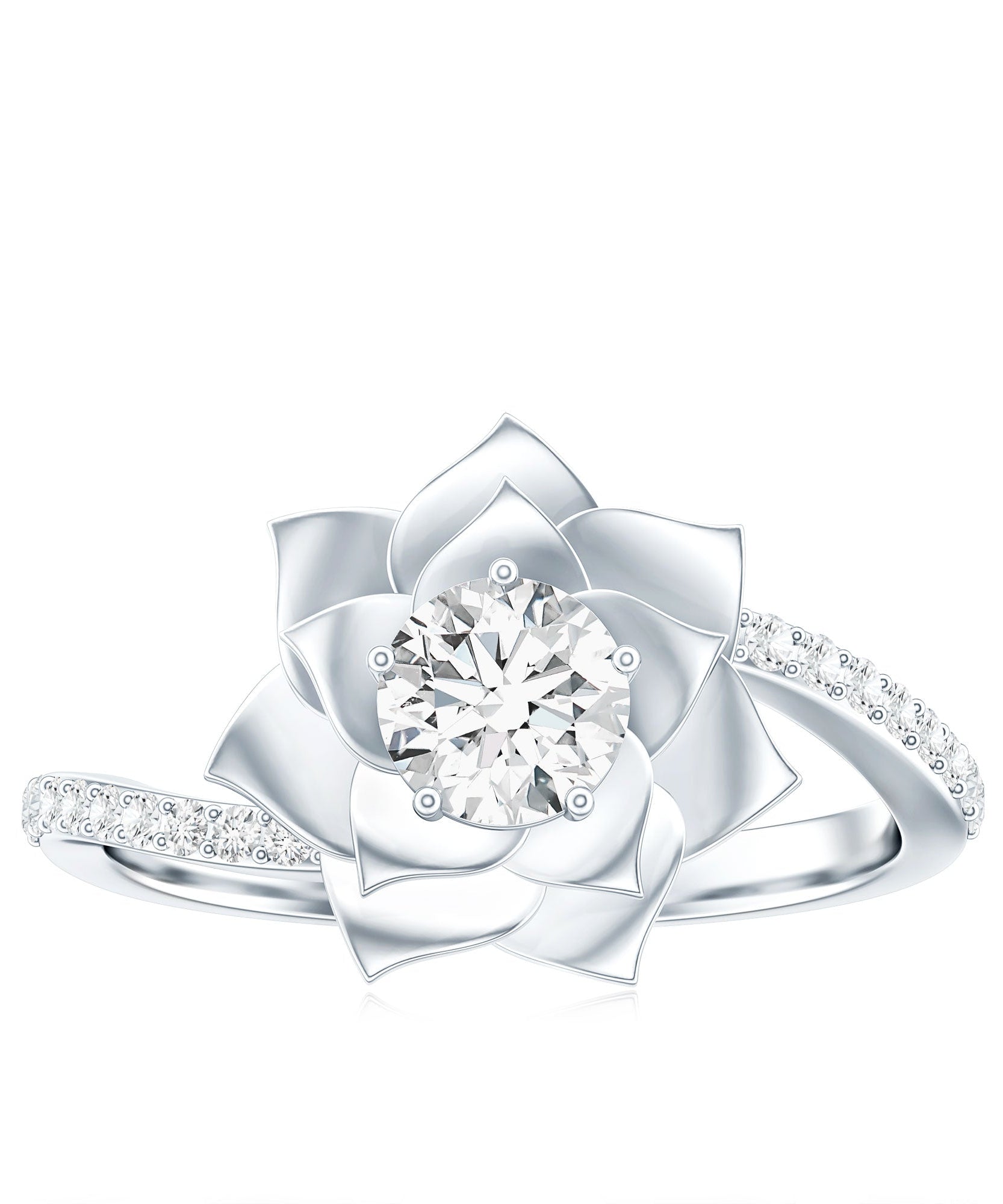 Lab Grown Diamond Nature Inspired Floral Bypass Ring