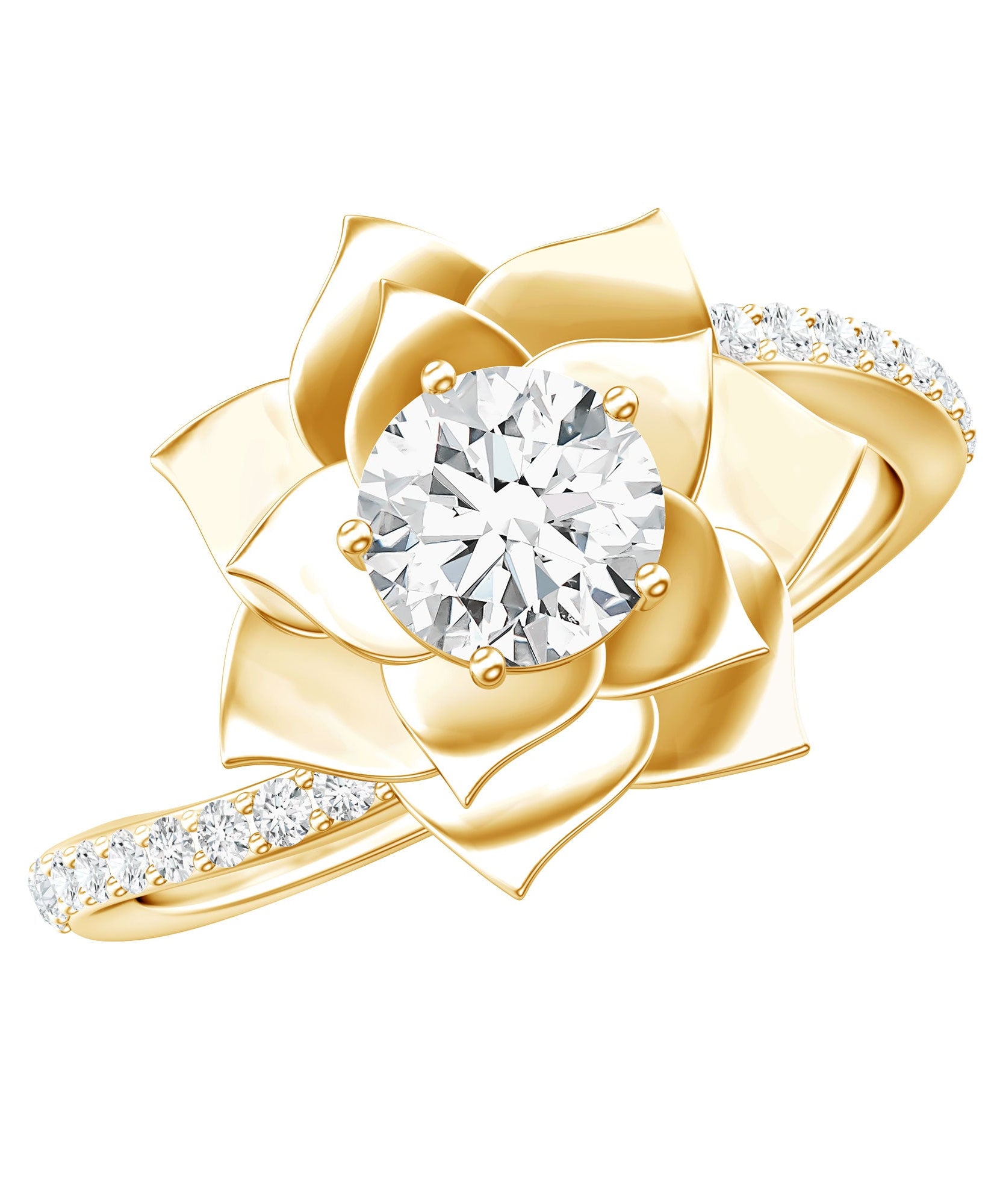 Lab Grown Diamond Nature Inspired Floral Bypass Ring