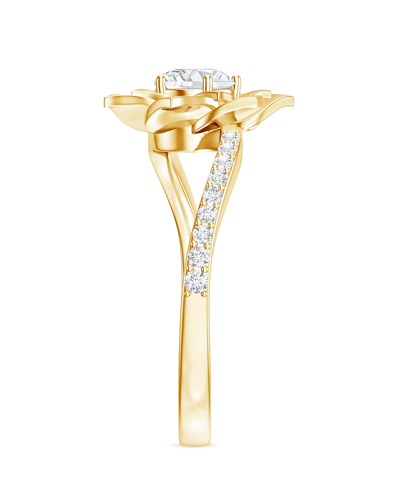 Lab Grown Diamond Nature Inspired Floral Bypass Ring