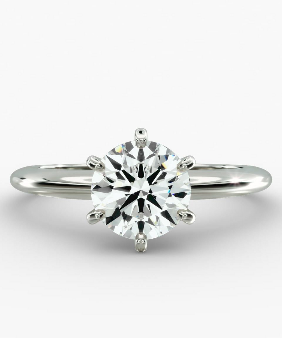 3.00 CTW AGI Certified Round Lab Grown Diamond Six Prong Solitaire Engagement Ring - F-VS Clarity in 14K White Gold