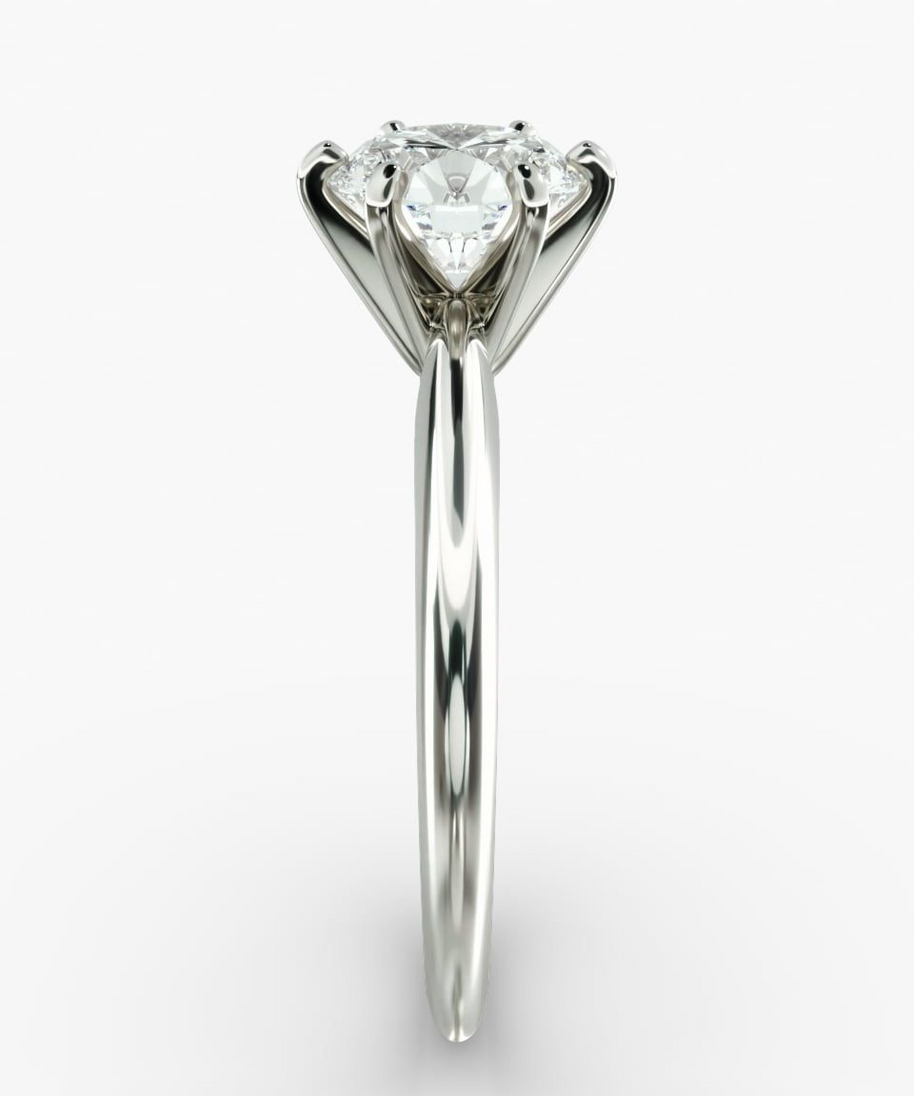 3.00 CTW AGI Certified Round Lab Grown Diamond Six Prong Solitaire Engagement Ring - F-VS Clarity in 14K White Gold