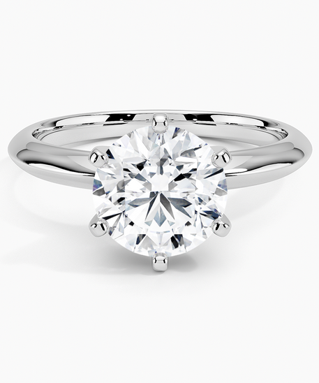 3.00 CTW AGI Certified Round Lab Grown Diamond Six Prong Solitaire Engagement Ring - F-VS Clarity in 14K White Gold