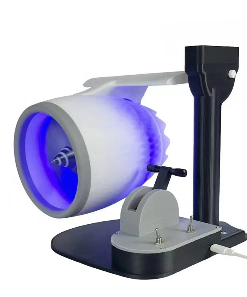 Functional USB Desk Fan with Jet Engine Style Humidifier Mist Function and LED Tail Flame Light for Ambient Airflow