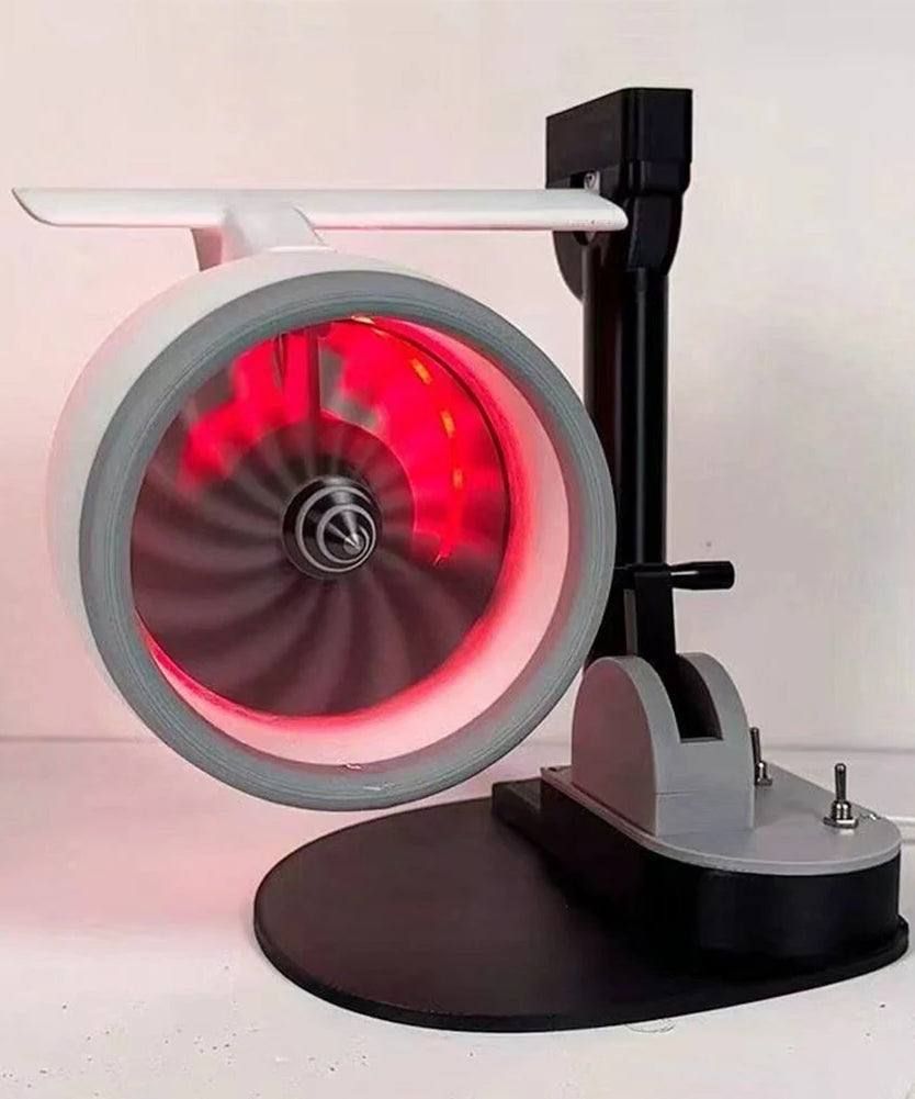 Functional USB Desk Fan with Jet Engine Style Humidifier Mist Function and LED Tail Flame Light for Ambient Airflow
