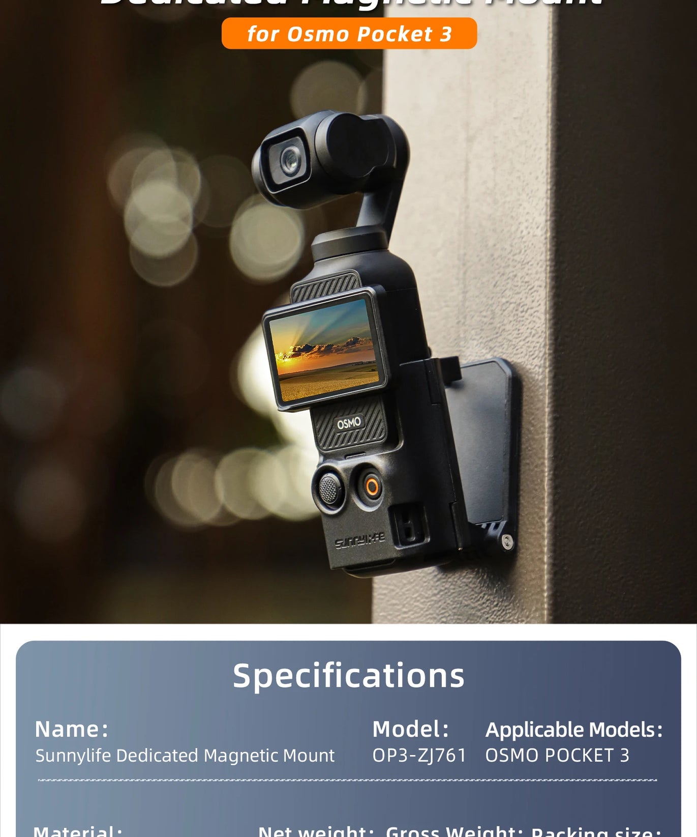 Base d'adaptateur magnétique DJI Pocket 3 – Accessoire de fixation rapide pour caméra