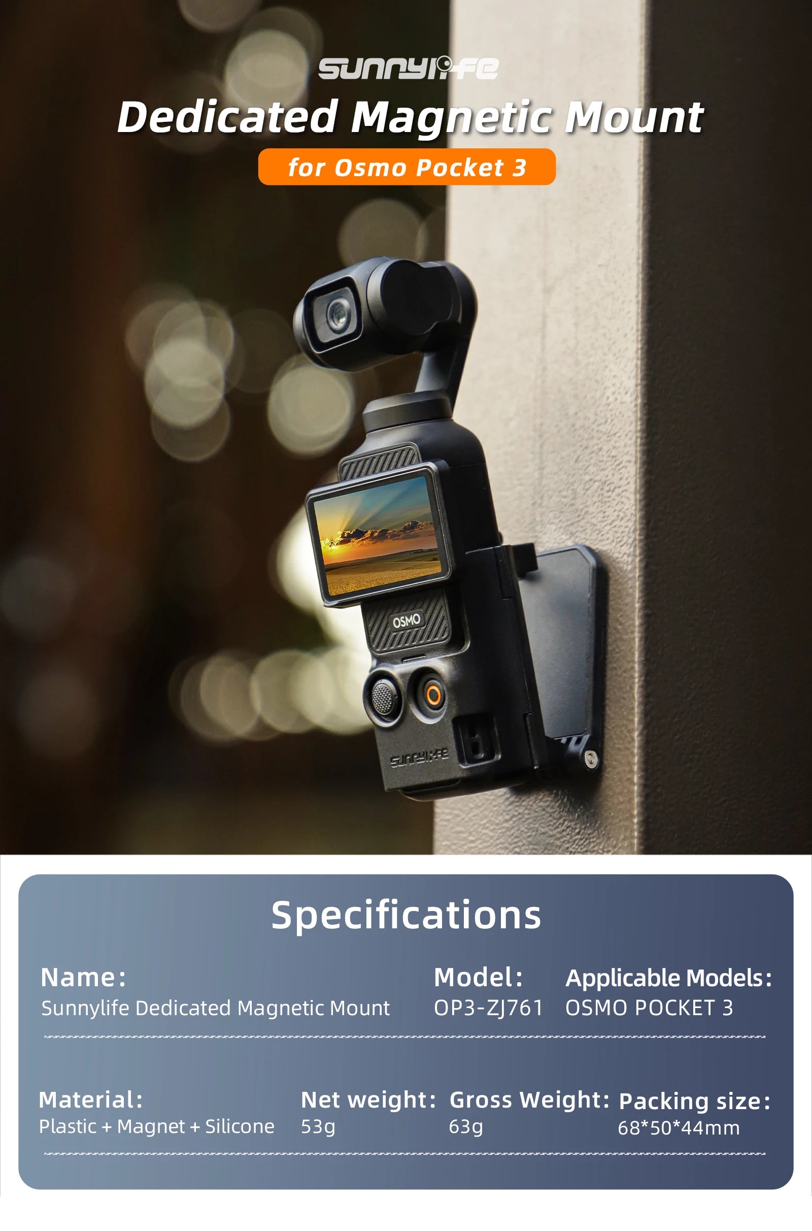 Base d'adaptateur magnétique DJI Pocket 3 – Accessoire de fixation rapide pour caméra