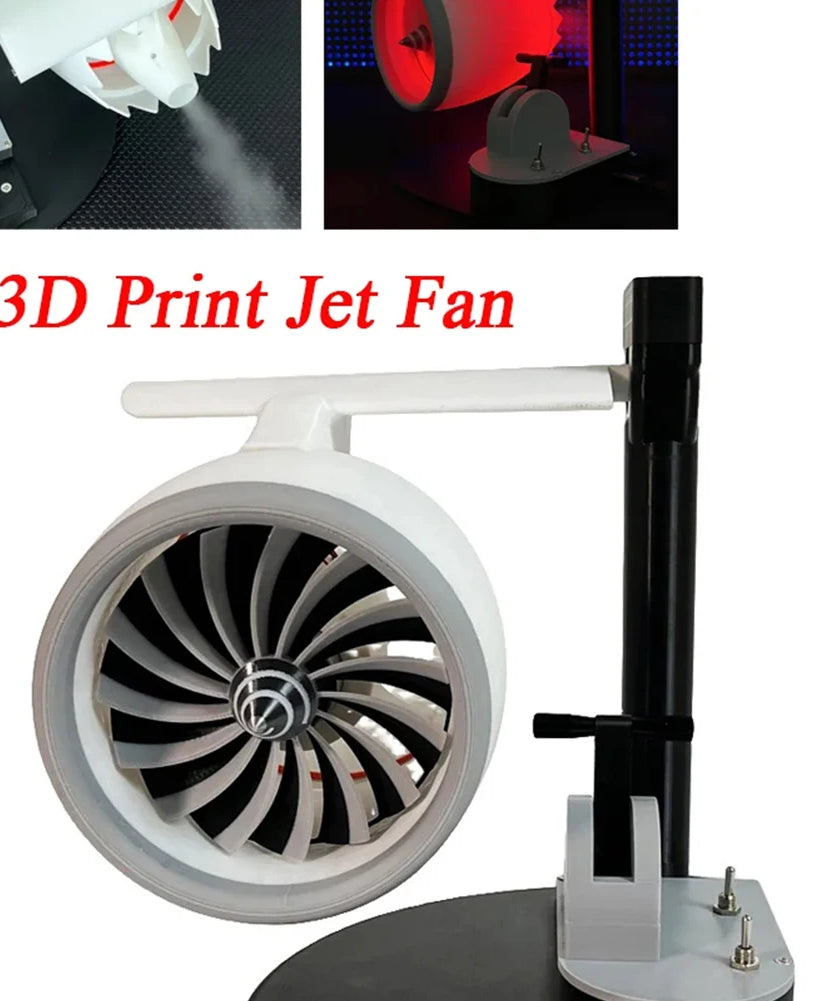 Functional USB Desk Fan with Jet Engine Style Humidifier Mist Function and LED Tail Flame Light for Ambient Airflow