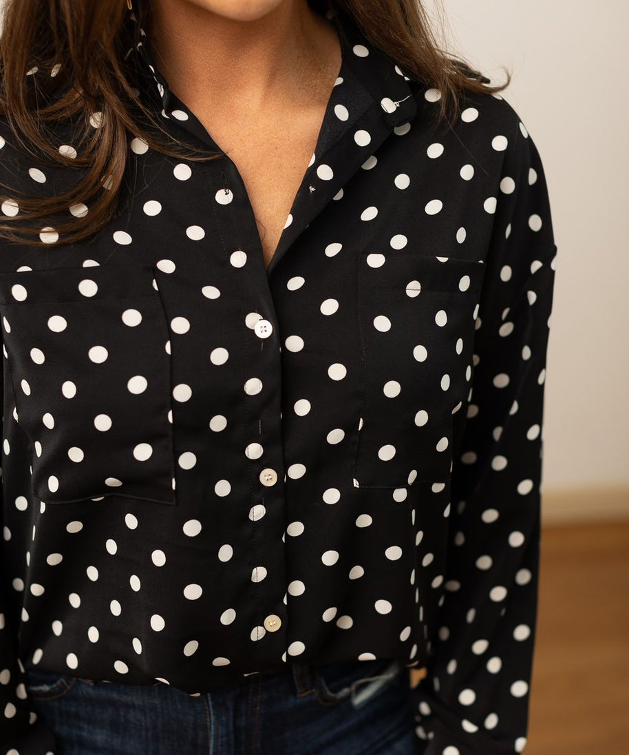 Kathryn Classic Button-Up, Polka-Dot