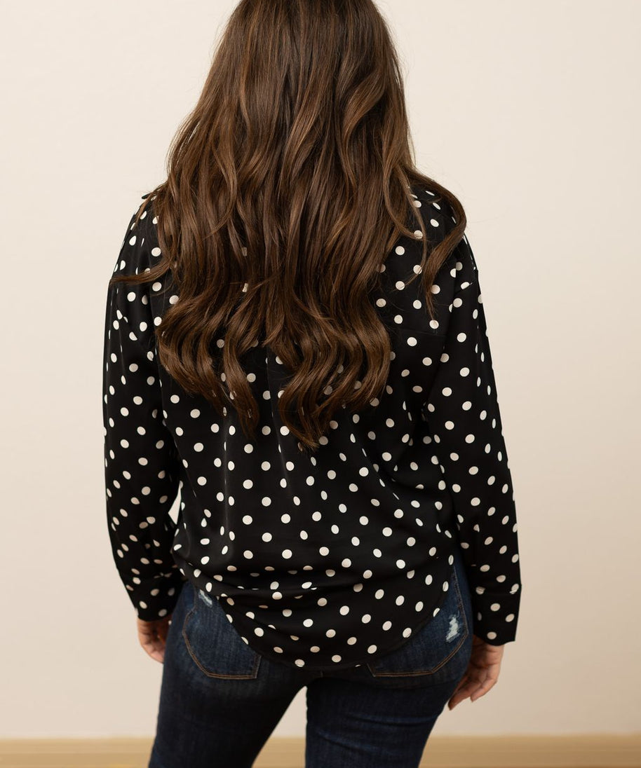 Kathryn Classic Button-Up, Polka-Dot