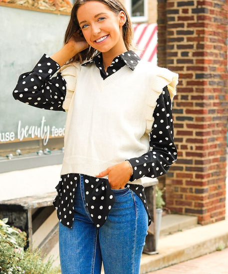 Kathryn Classic Button-Up, Polka-Dot
