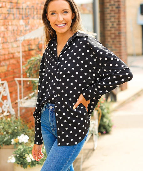 Kathryn Classic Button-Up, Polka-Dot