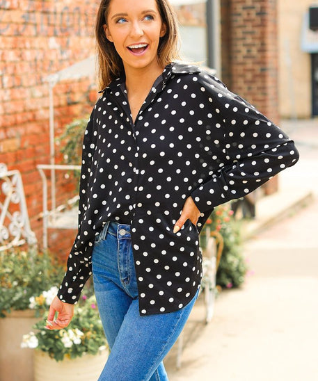 Kathryn Classic Button-Up, Polka-Dot