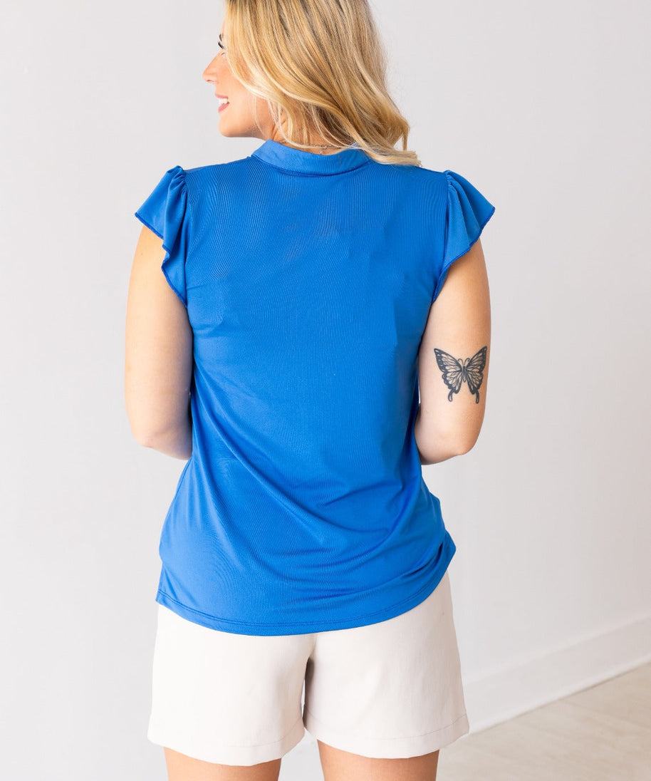 The Nicole V-Neck Top, Blue