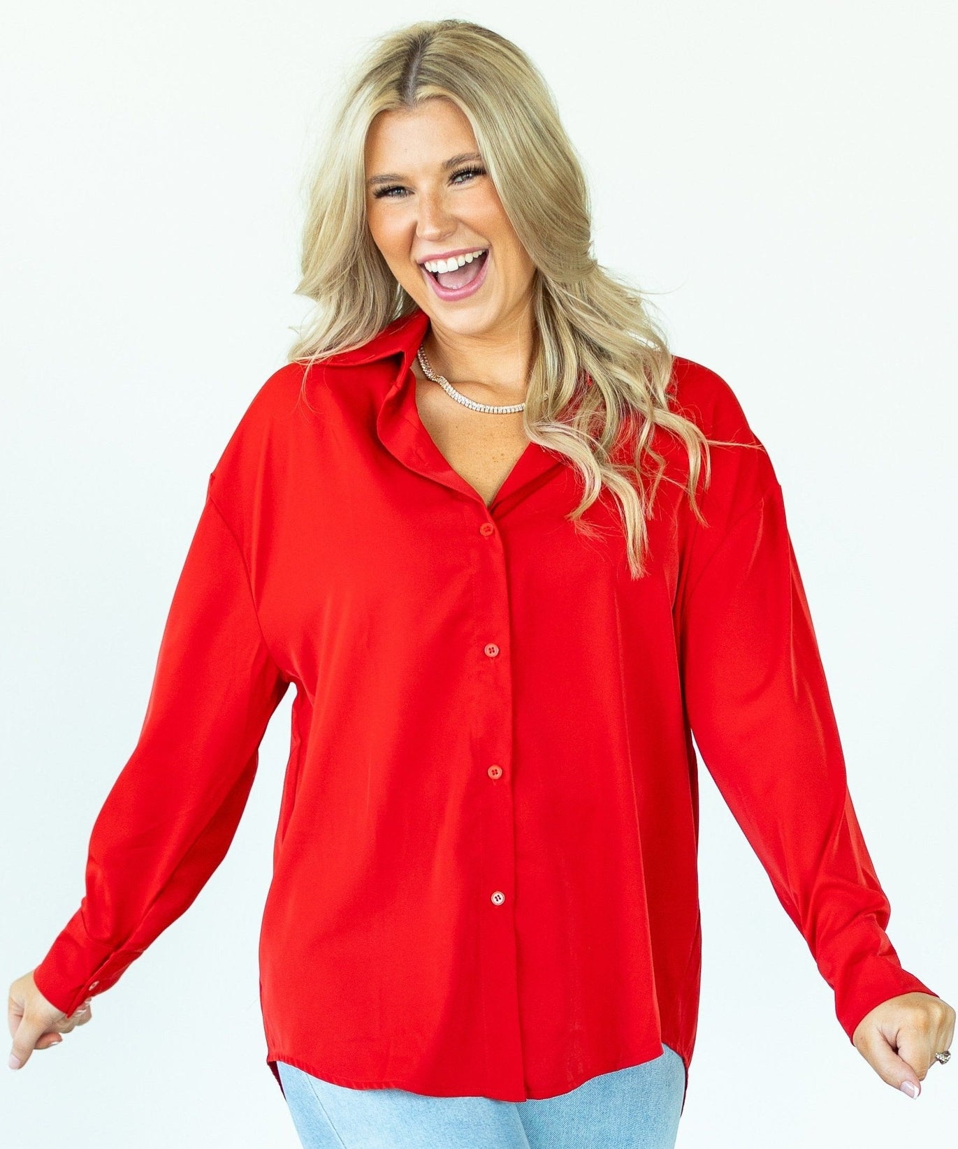 Kathryn Classic Button-Up, Dark Red