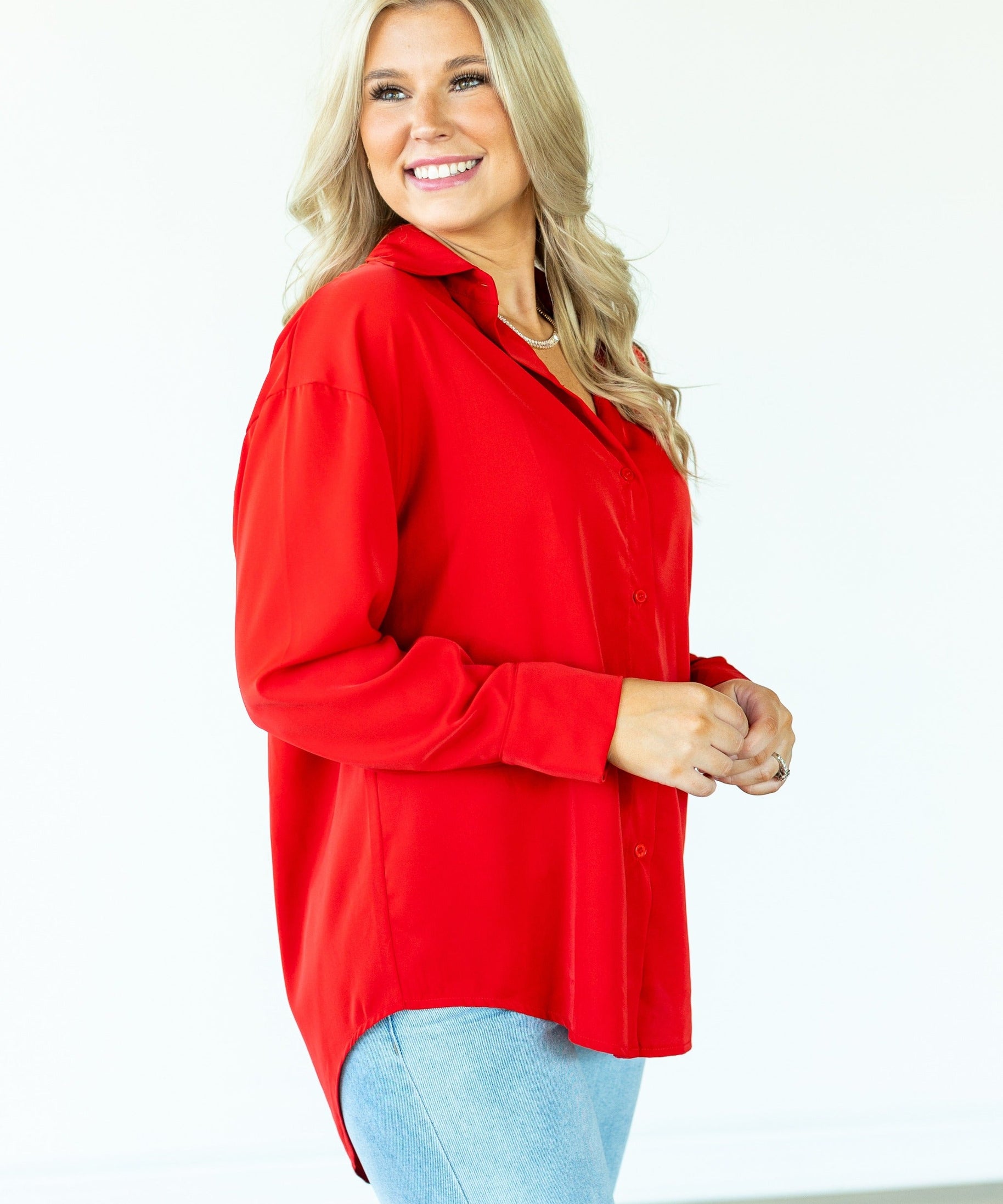 Kathryn Classic Button-Up, Dark Red
