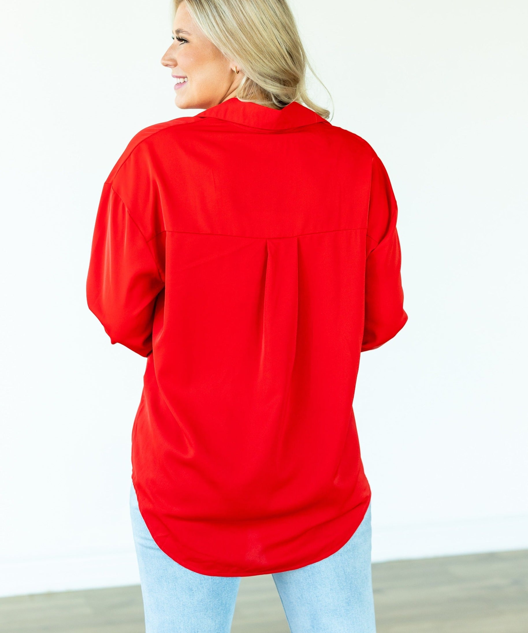 Kathryn Classic Button-Up, Dark Red