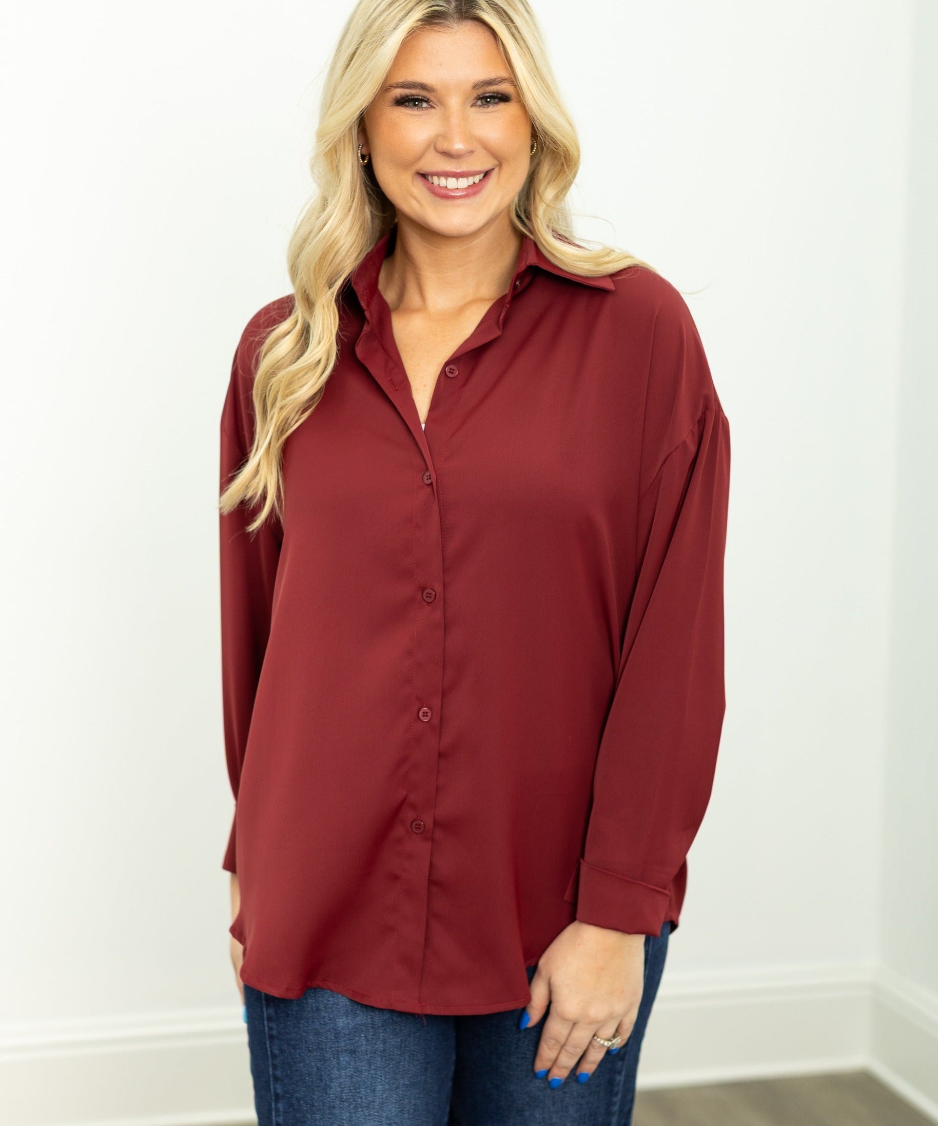 The Kathryn Button-Up, Maroon