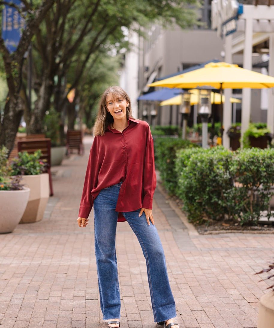 The Kathryn Button-Up, Maroon
