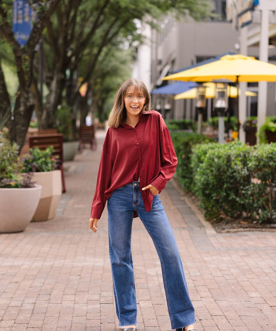 The Kathryn Button-Up, Maroon