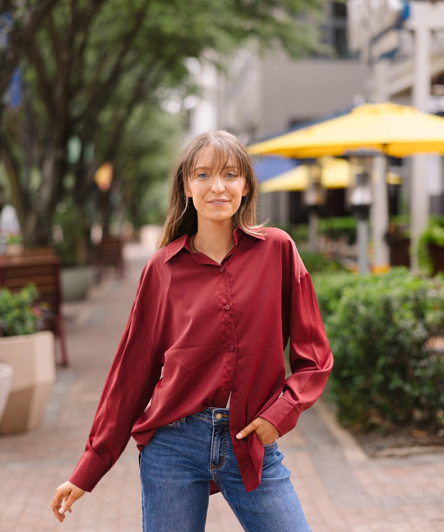 The Kathryn Button-Up, Maroon