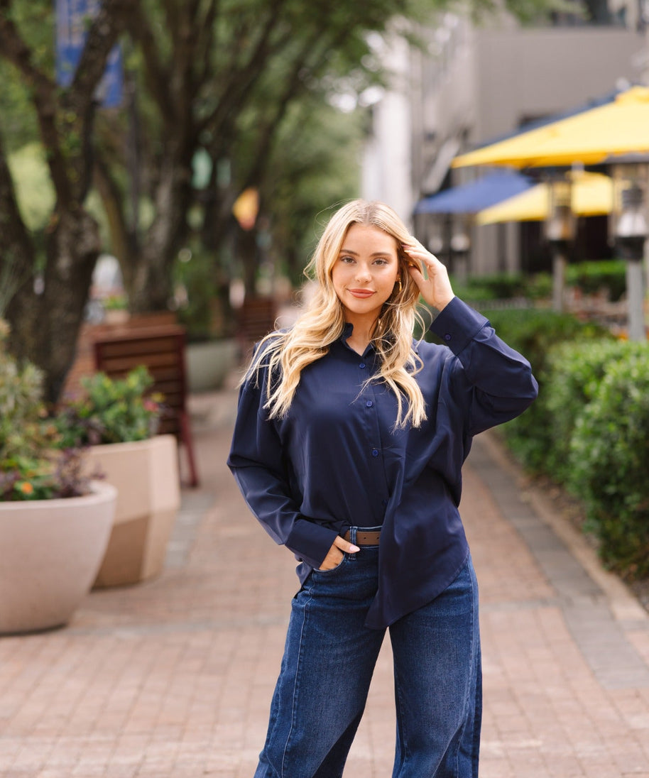 Kathryn Classic Button-Up, Navy