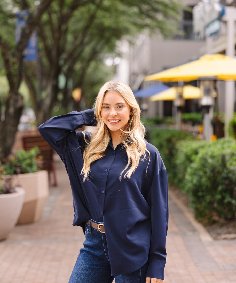 Kathryn Classic Button-Up, Navy