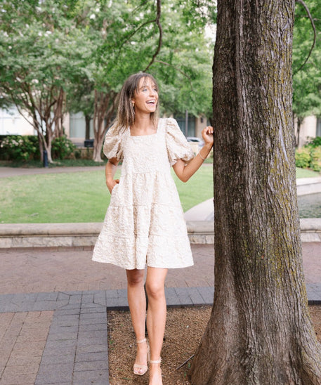 Dolly Doll Jacquard Dress, Beige