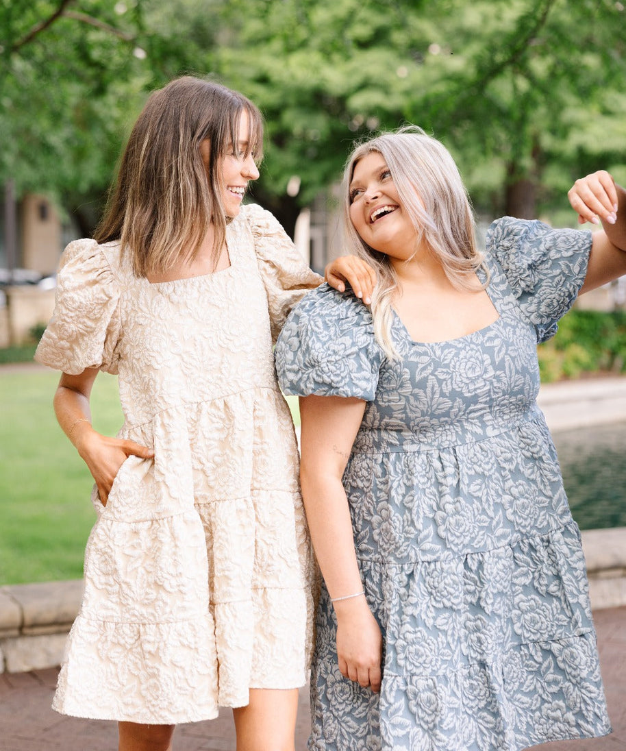 Dolly Doll Jacquard Dress, Beige