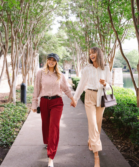Kathryn Button-Up, Beige Stripes