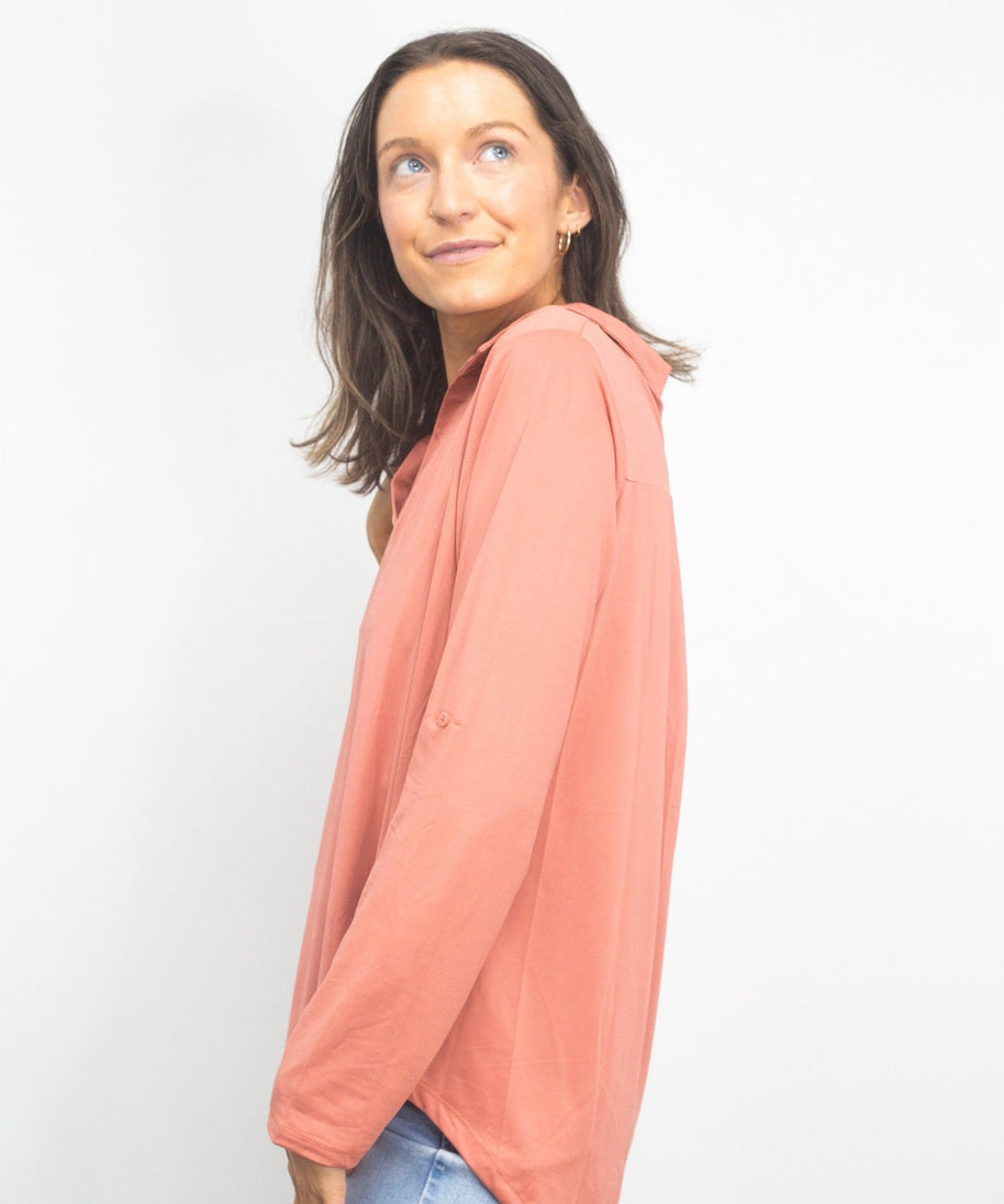 Gemma V-Neck Top, Dark Pink