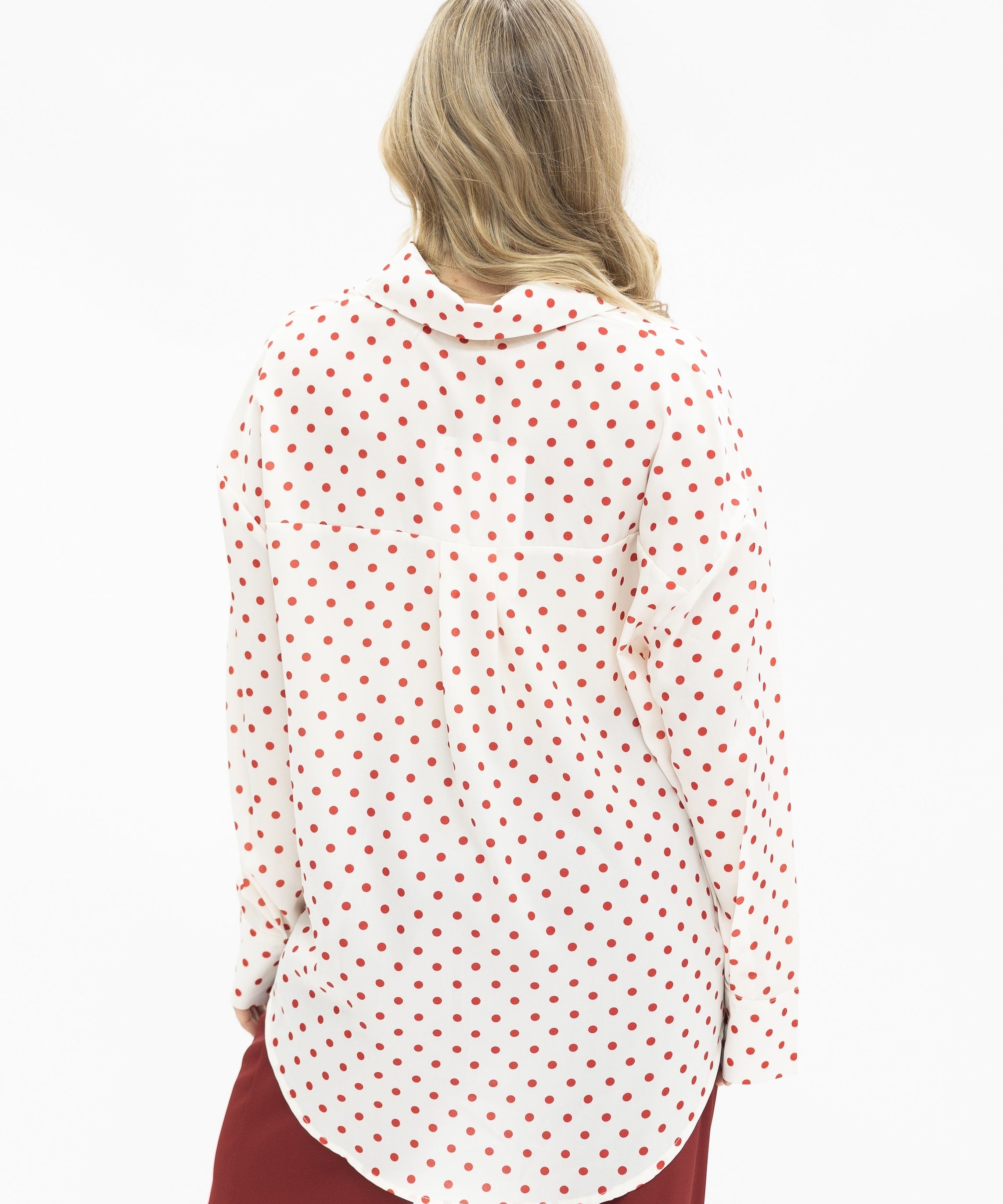 Kathryn Classic Button-Up, Red Polka-Dot