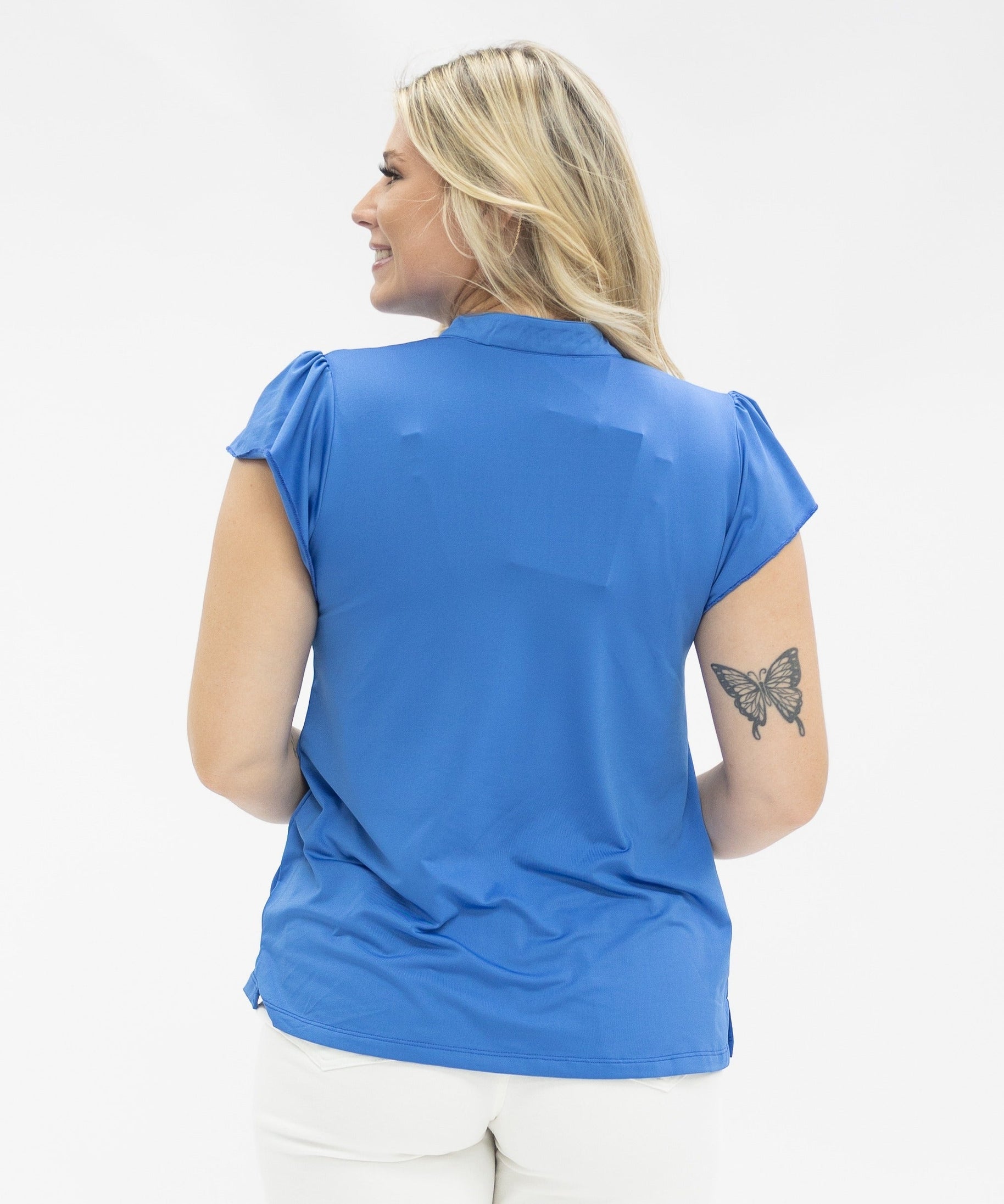The Nicole V-Neck Top, Blue