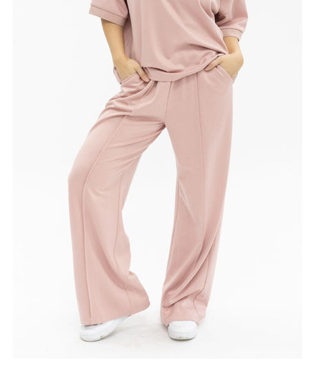 Butter Soft Wide-Leg Pants for Women – Ultra-Soft Stretch Fabric, Elastic Waist, Pink
