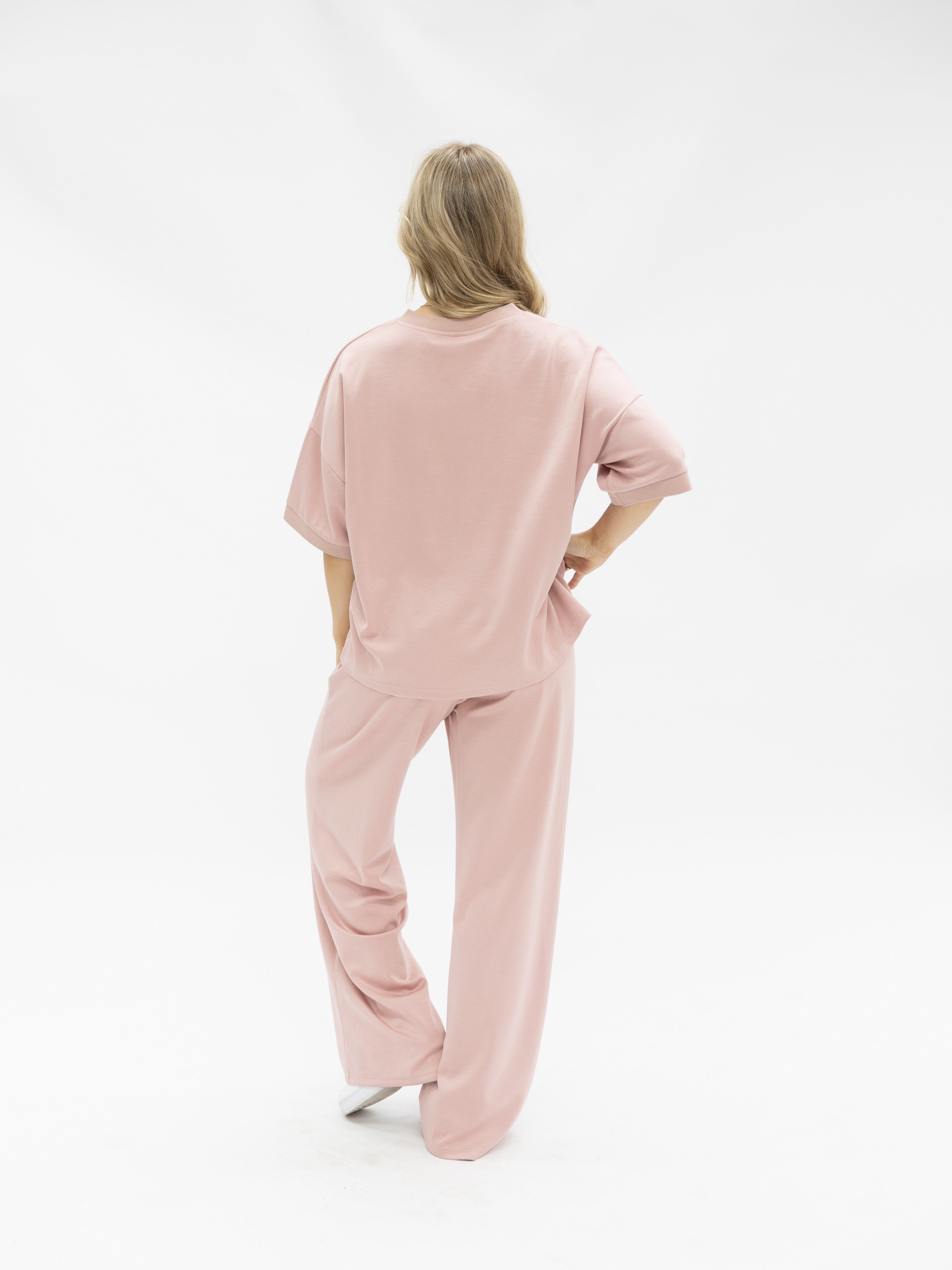 Butter Soft V-Neck Top for Women – Relaxed Fit, Drawstring Waist, Pink