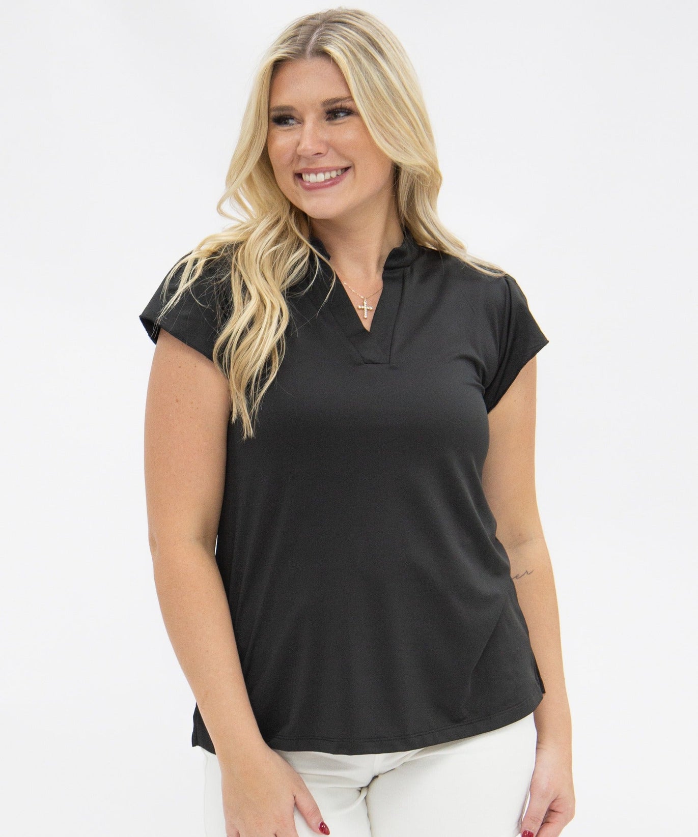 The Nicole V-Neck Top, Black