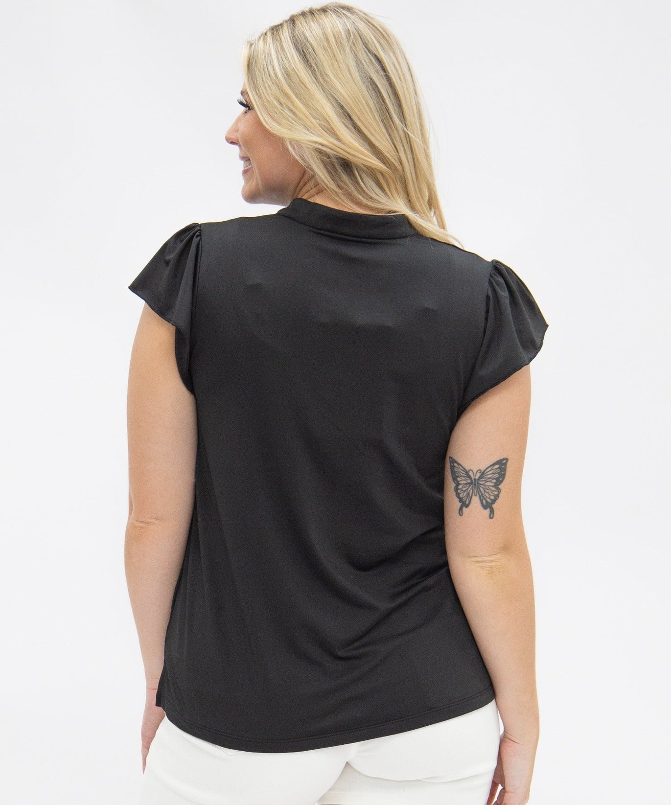 The Nicole V-Neck Top, Black