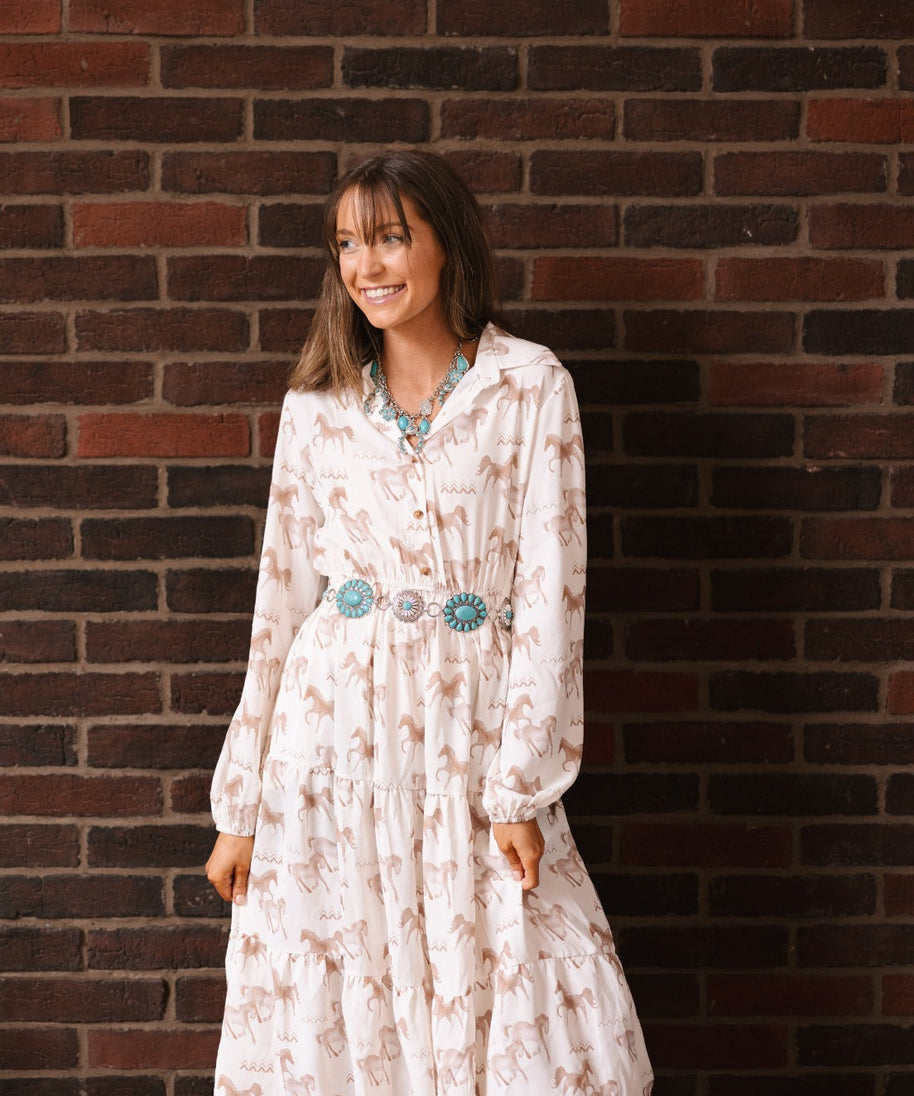 Horse Print Shirt Dress