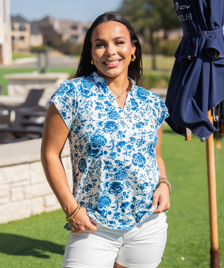 The Nicole V-Neck Top, Floral