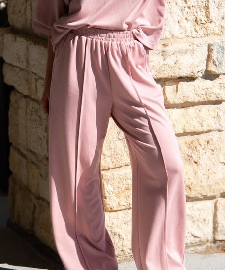 Butter Soft Wide-Leg Pants for Women – Ultra-Soft Stretch Fabric, Elastic Waist, Pink