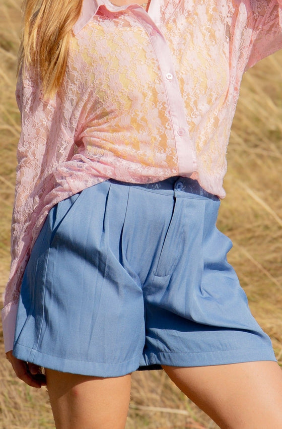 Women's Chambray Trouser Shorts – Elastic Waist, Lightweight & Casual