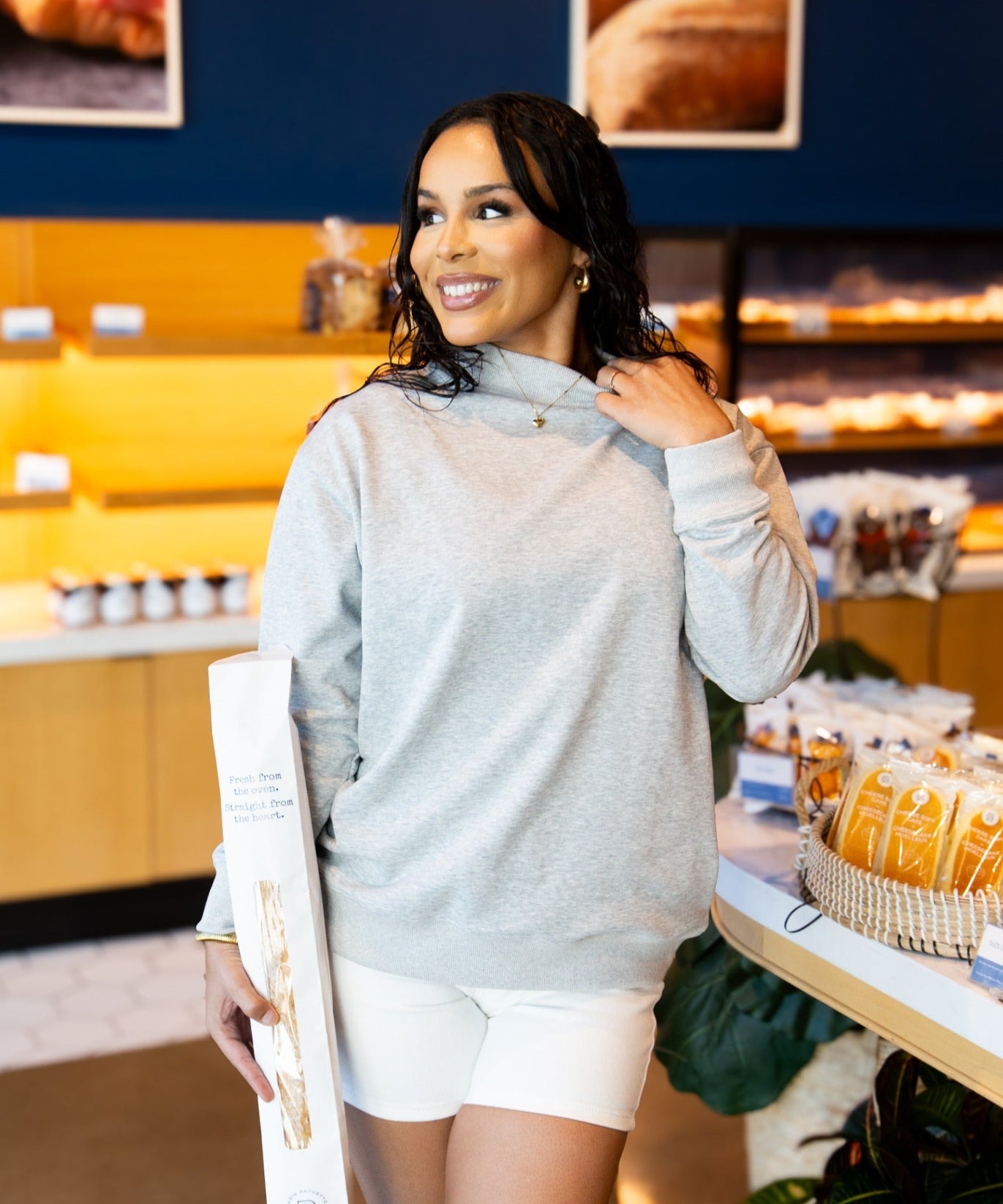 Mock Neck Sweatshirt, Grey